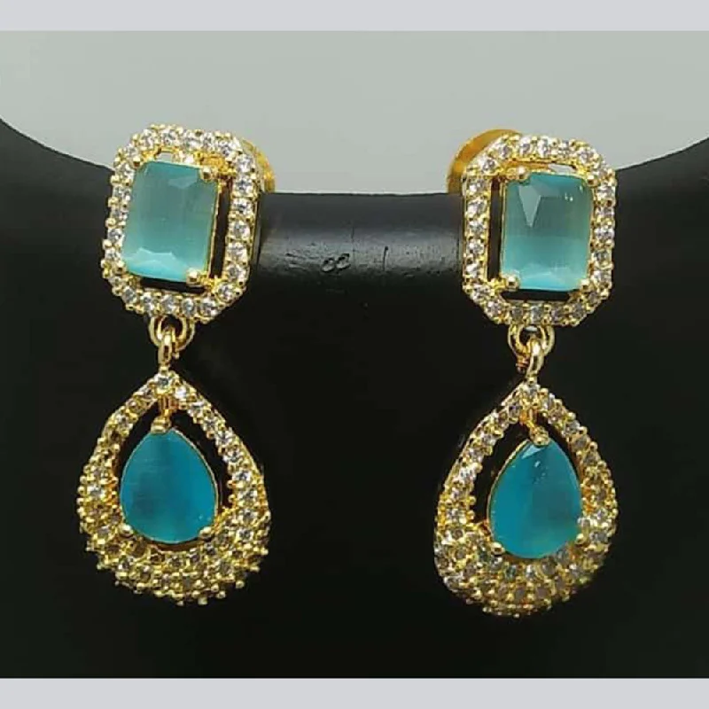 Drop Earrings for Concert Look -Pooja Bangles Gold Plated AD Stone Dangler Earrings