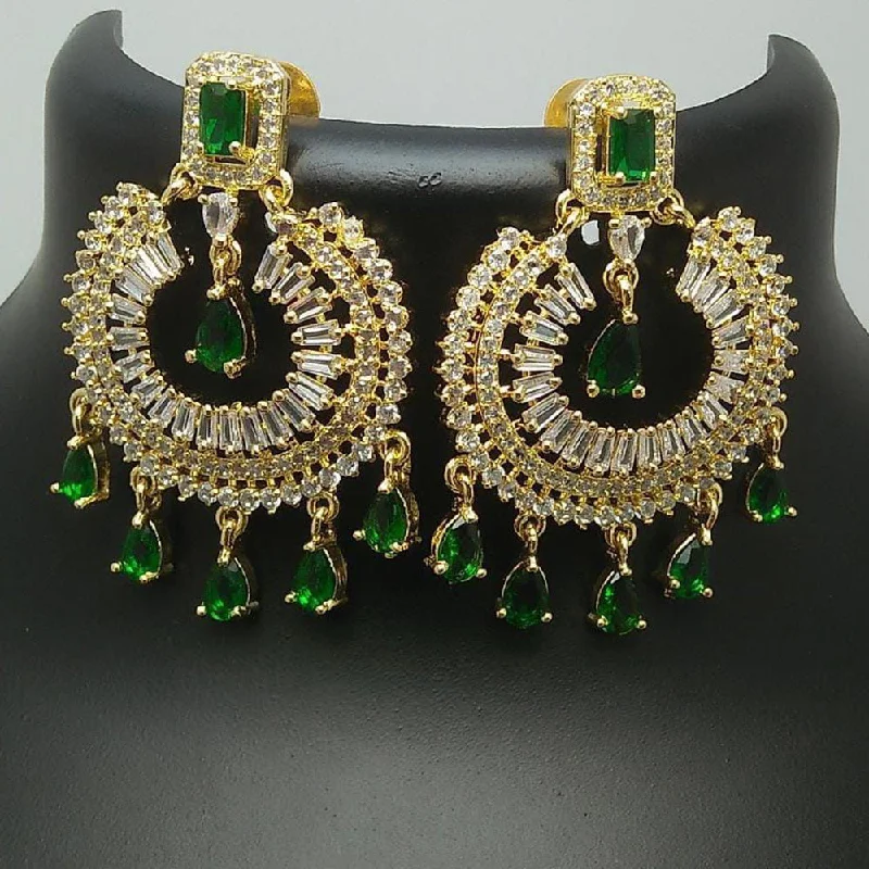 Drop Earrings for Engagement Party -Pooja Bangles Gold Plated Crystal Stone Dangler Earrings