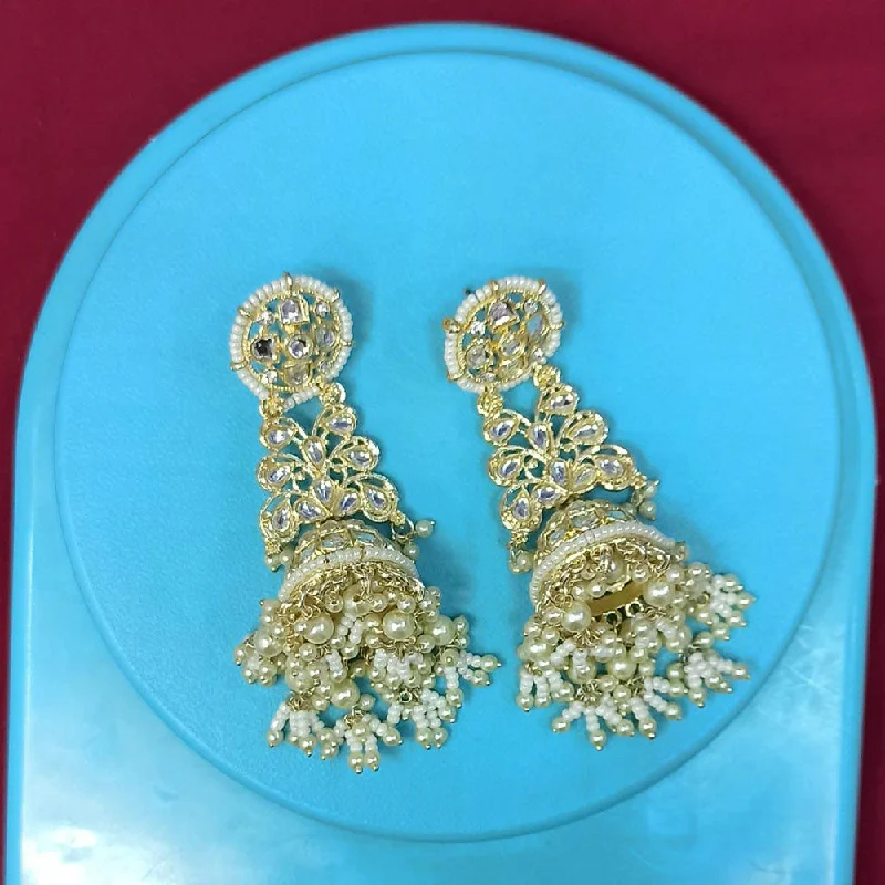 Drop Earrings with Crown Designs -Pooja Bangles Gold Plated Jhumki Earrings