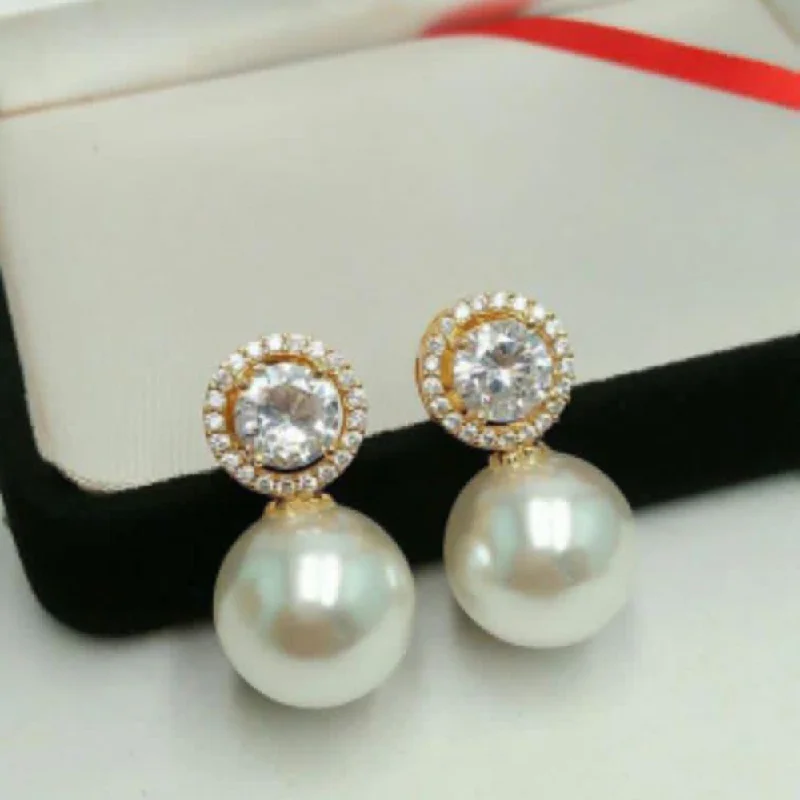 Small Drop Earrings for Delicate -Pooja Bangles Gold Plated Pearl Stud Earrings