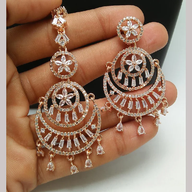 Drop Earrings for Christmas Party -Pooja Bangles Rose Gold Plated Dangler Earrings