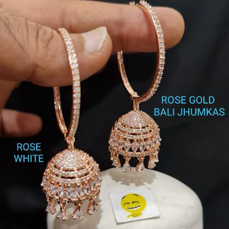 Drop Earrings with Vine Designs -Pooja Bangles Rose Gold Plated Jhumki Earrings