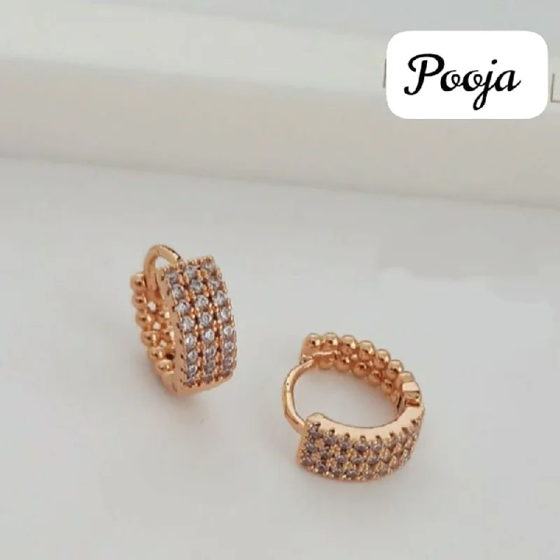 Long Drop Earrings for Dramatic -Pooja Bangles Rose Gold Plated Stud Earrings