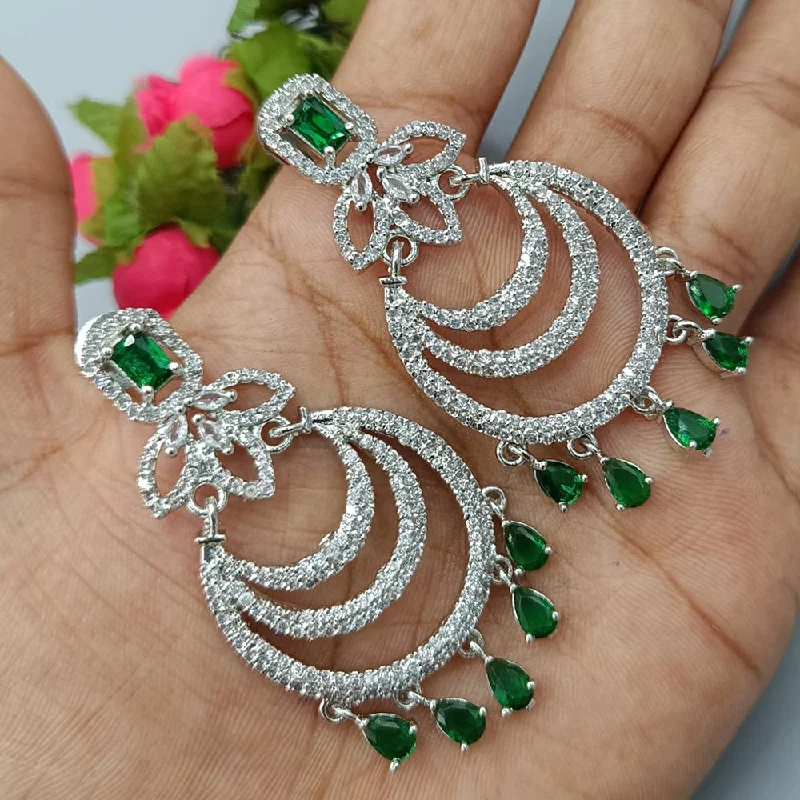 Drop Earrings for Yoga Session -Pooja Bangles Silver Plated AD Stone Dangler Earrings