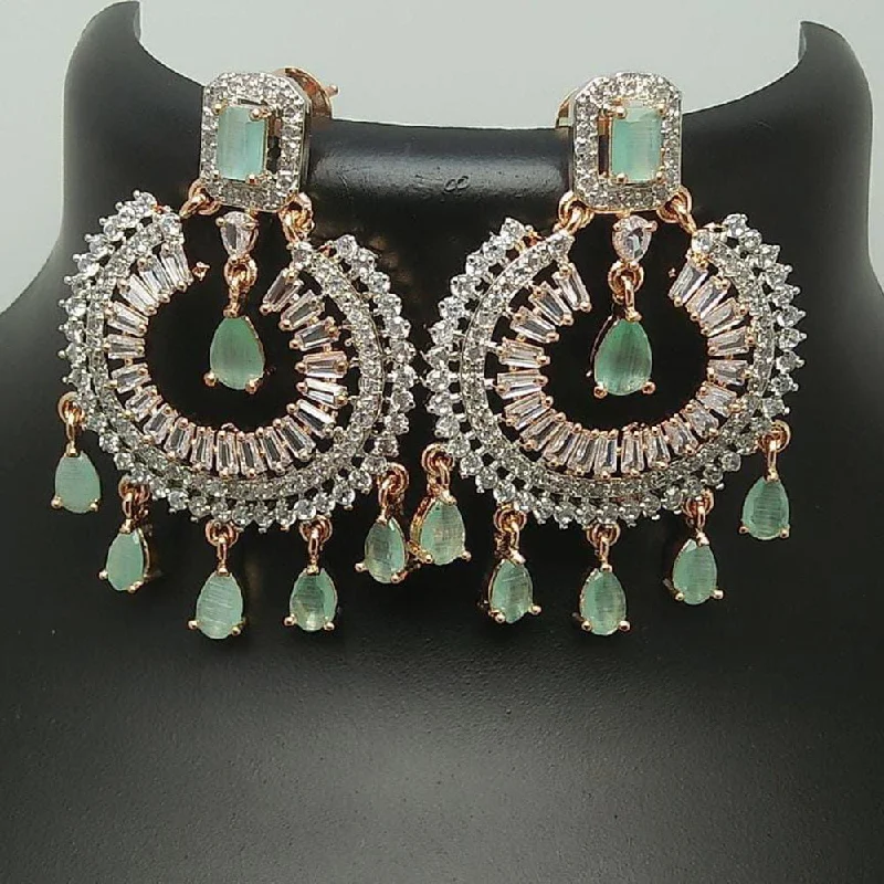 Drop Earrings with Matte Finish -Pooja Bangles 2 Tone Plated Crystal Stone Dangler Earrings