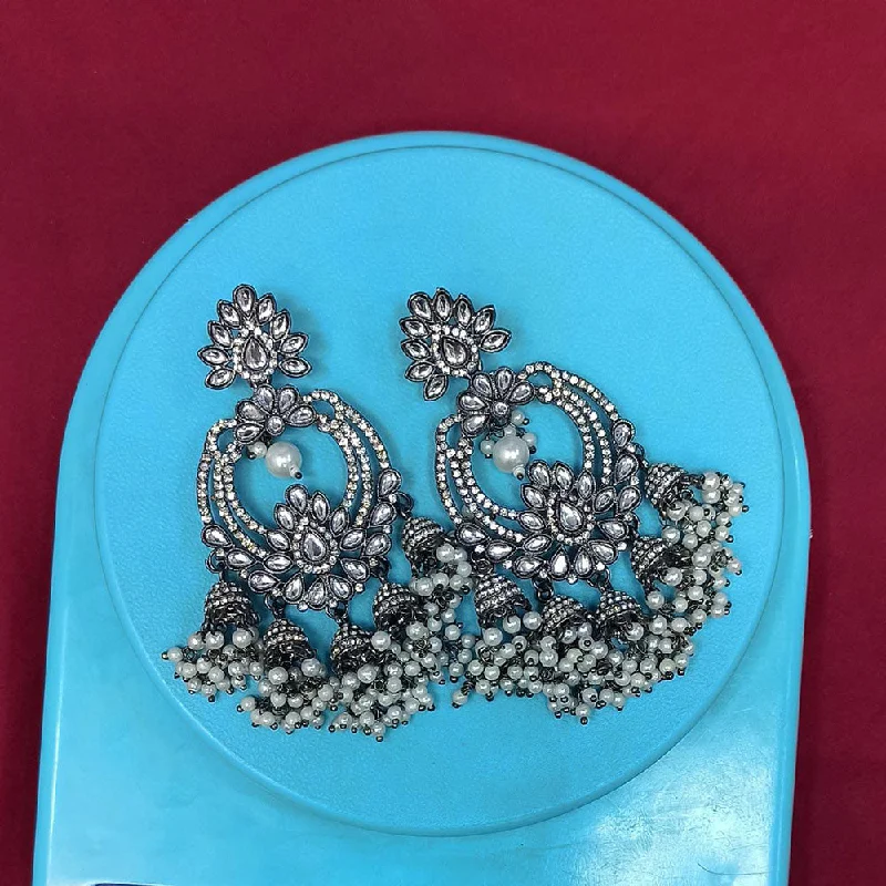 Drop Earrings with Floral Motifs -Pooja Bangles Oxidised Plated Dangler Earrings