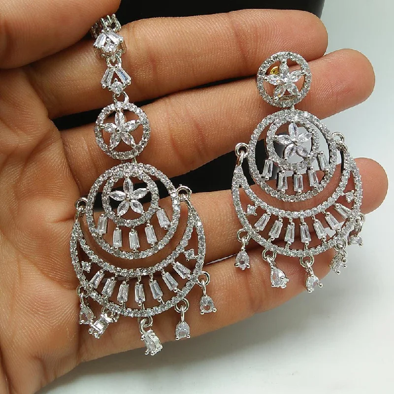 Drop Earrings for Graduation Day -Pooja Bangles Silver Plated Dangler Earrings