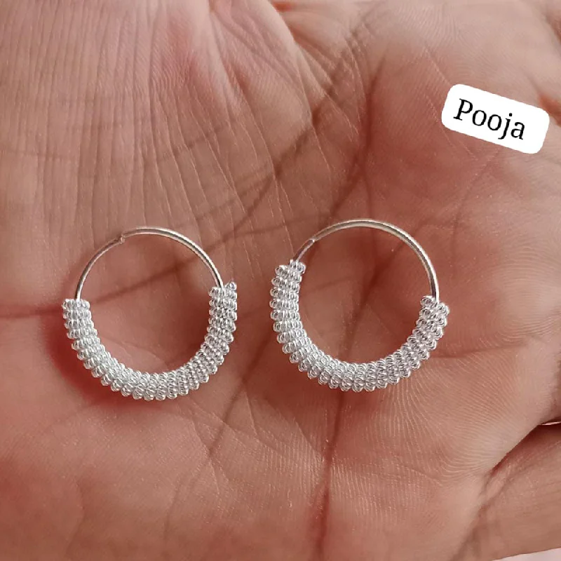 Heart Shaped Drop Earrings for Love -Pooja Bangles Silver Plated Hoop Earrings