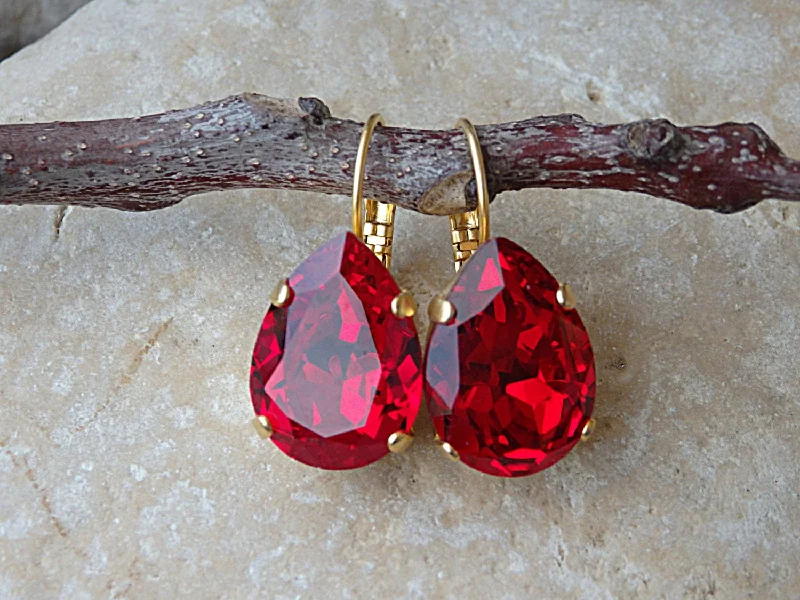 Diamond Drop Earrings for Luxury -Red Ruby Drop Earrings