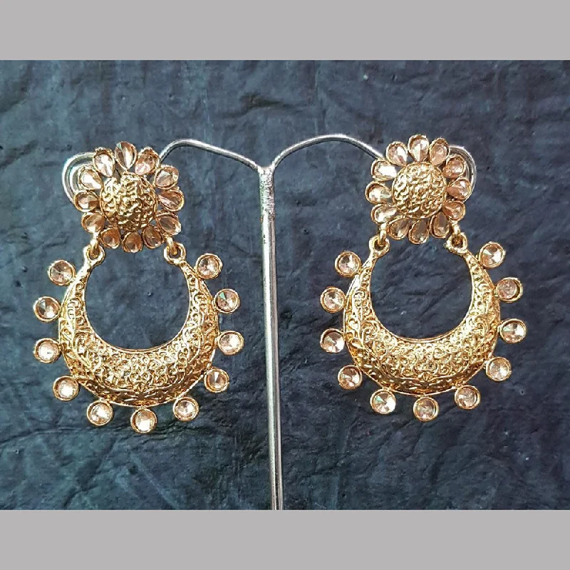 Drop Earrings for Christmas Party -Shreeji Gold Plated Crystal Stone Dangler Earrings