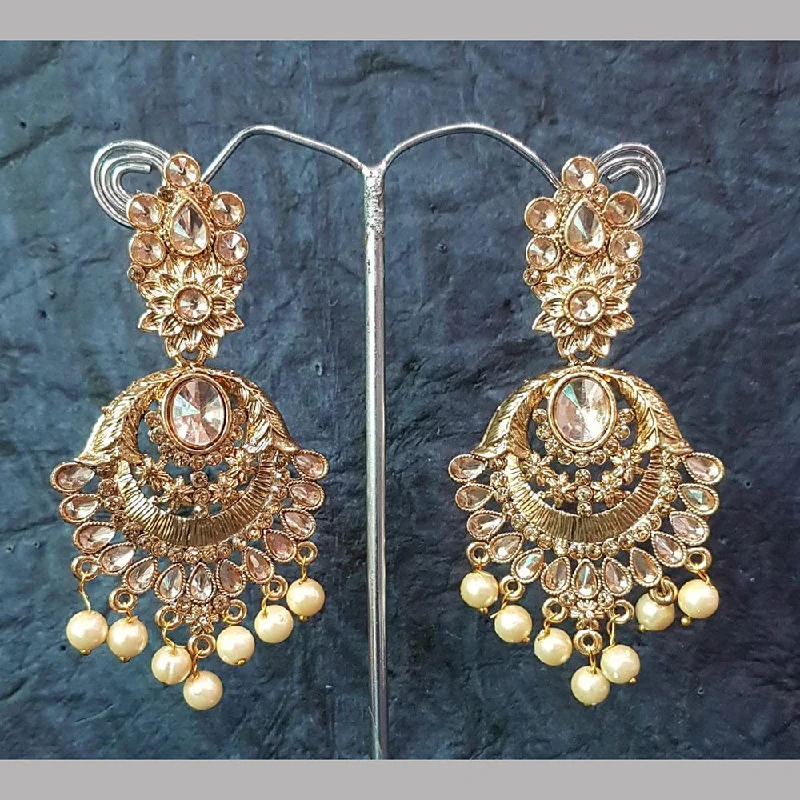 Drop Earrings for Prom Night -Shreeji Gold Plated Crystal Stone Dangler Earrings