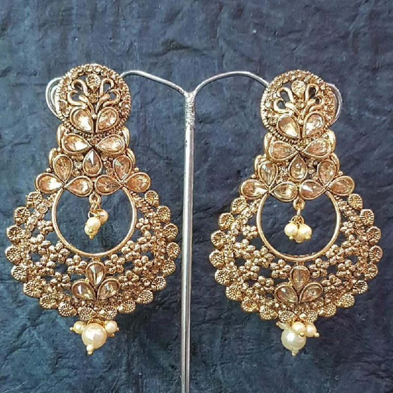 Drop Earrings for Bridesmaids Look -Shreeji Gold Plated Crystal Stone Dangler Earrings