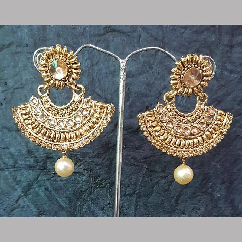 Drop Earrings for Engagement Party -Shreeji Gold Plated Crystal Stone Dangler Earrings