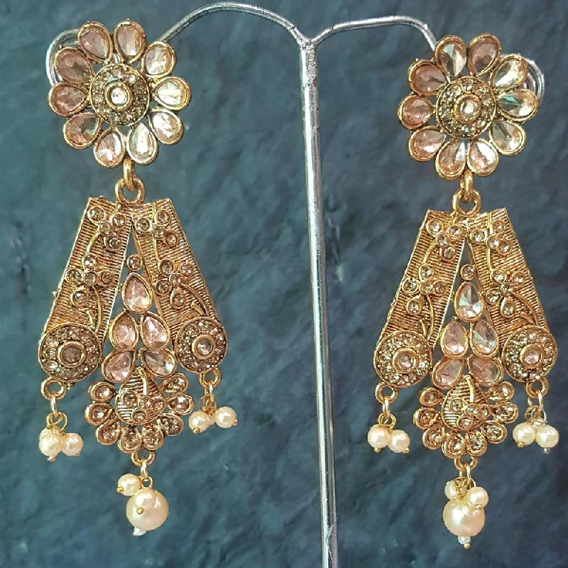 Silver Drop Earrings for Men -Shreeji Gold Plated Crystal Stone Dangler Earrings