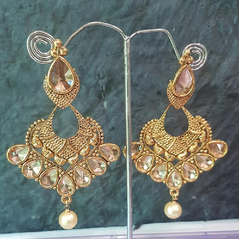 Gold Drop Earrings for Women -Shreeji Gold Plated Crystal Stone Dangler Earrings