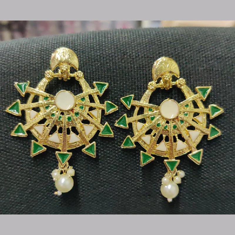 Large Drop Earrings for Statement -Shreeji Gold Plated Crystal Stone Dangler Earrings