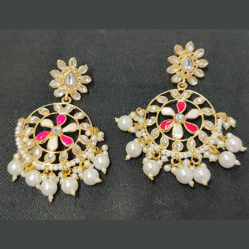 Drop Earrings for Festival Style -Shreeji Gold Plated Crystal Stone Dangler Earrings