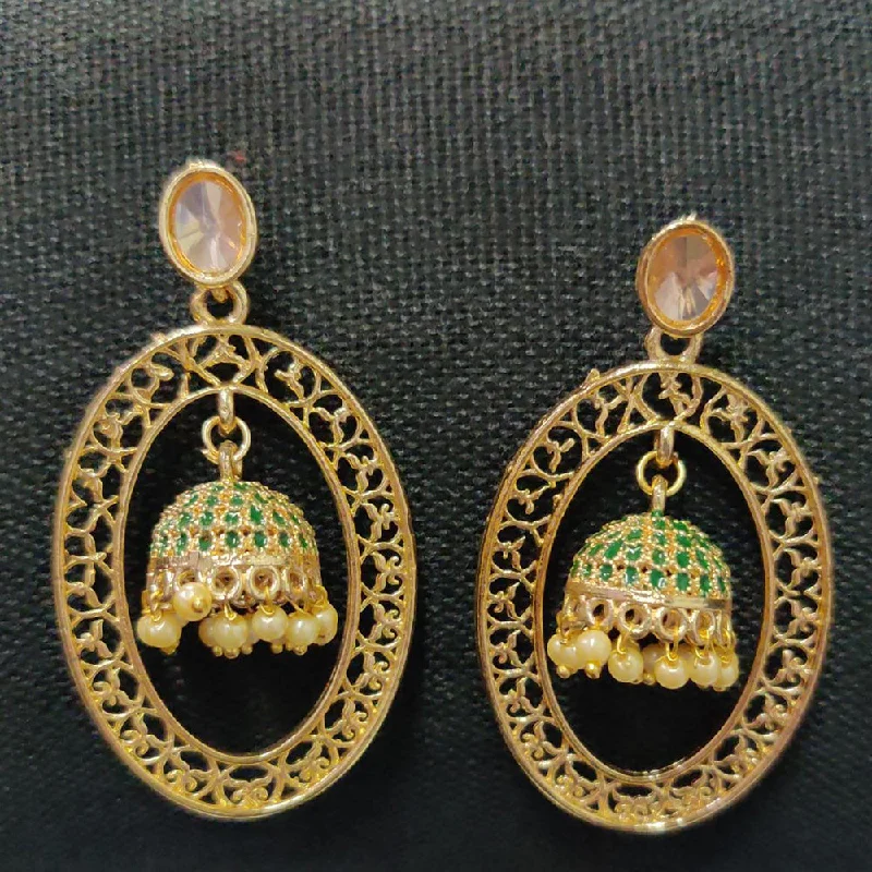 Long Drop Earrings for Dramatic -Shreeji Gold Plated Crystal Stone Dangler Earrings