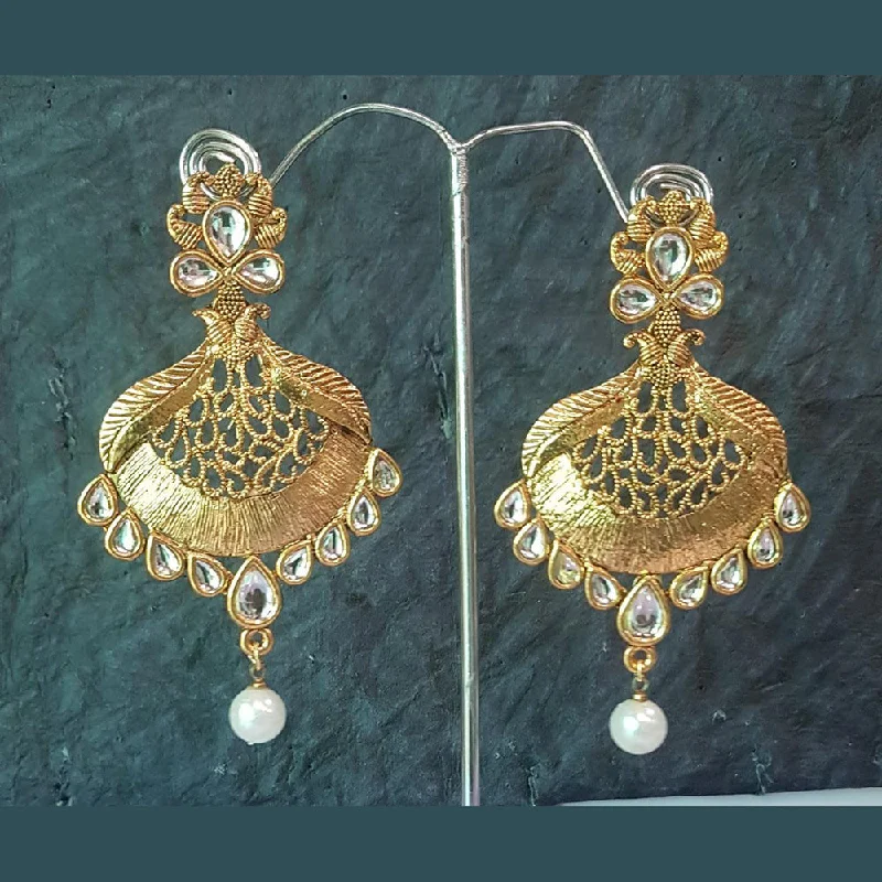 Large Drop Earrings for Statement -Shreeji Gold Plated Crystal Stone Dangler Earrings