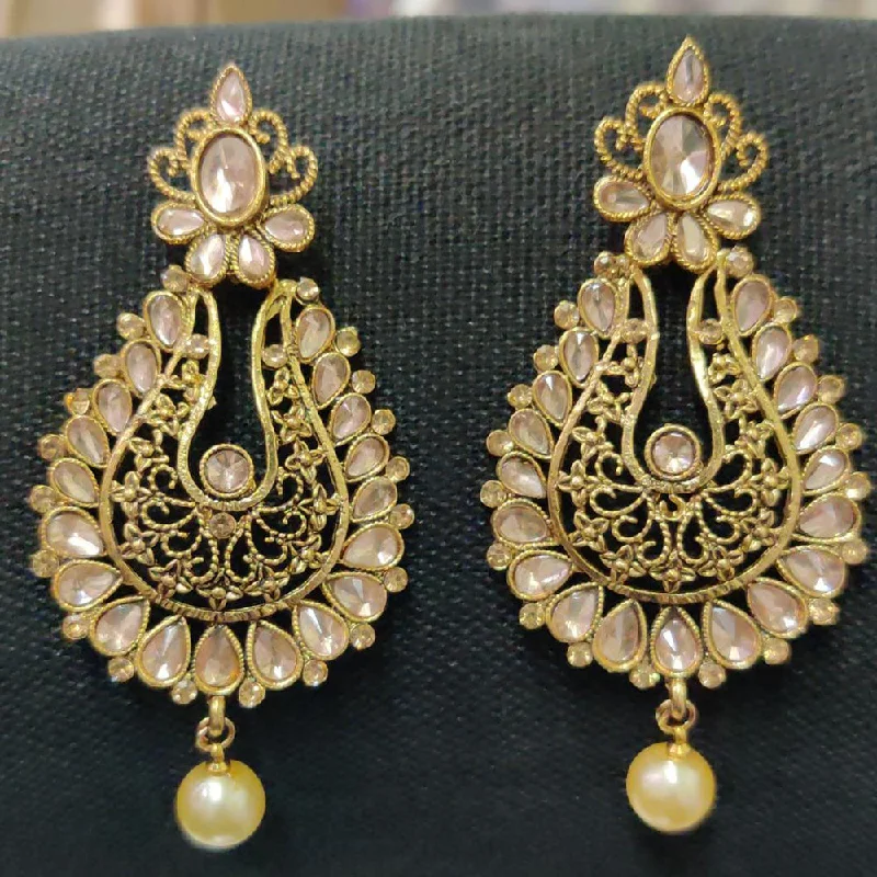 Drop Earrings with Leaf Motifs -Shreeji Gold Plated Dangler Earrings