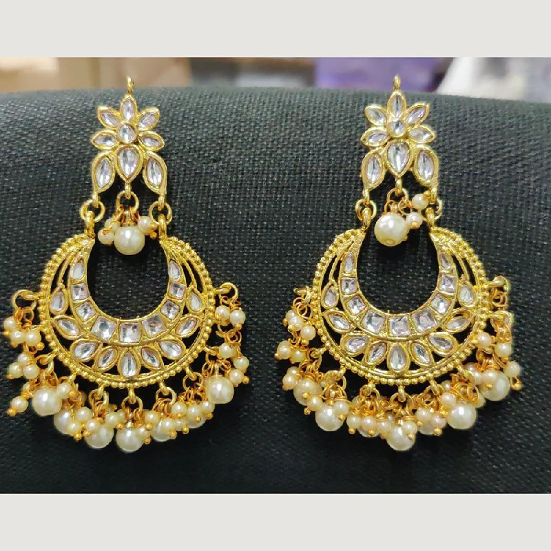 Drop Earrings with Floral Motifs -Shreeji Gold Plated Dangler Earrings