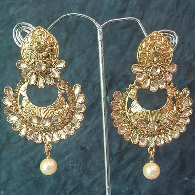 Crystal Drop Earrings for Sparkle -Shreeji Gold Plated Crystal Stone Dangler Earrings