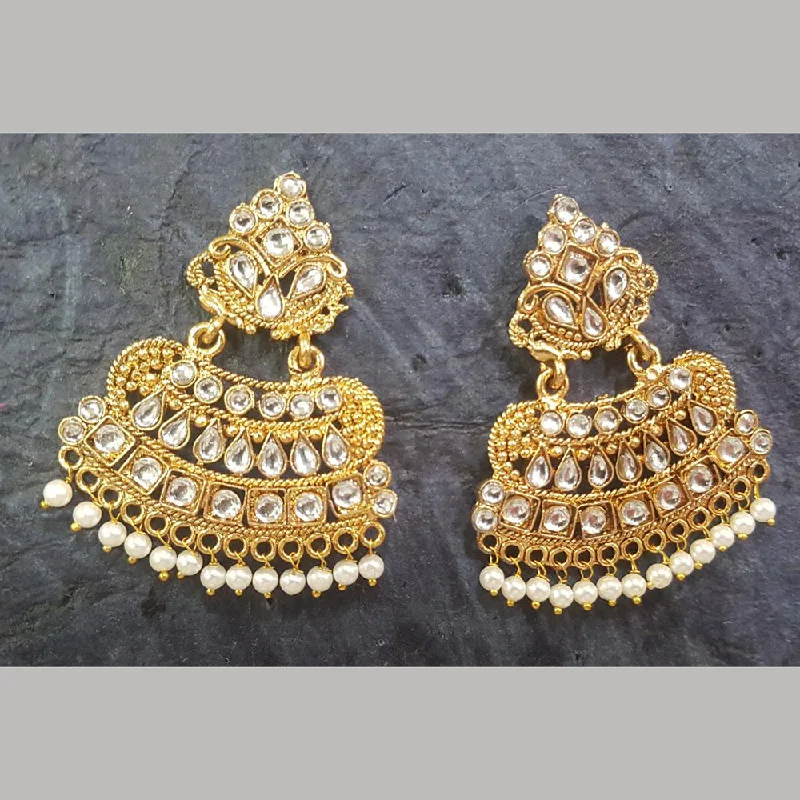 Drop Earrings with Debossed Designs -Shreeji Gold Plated Dangler Earrings