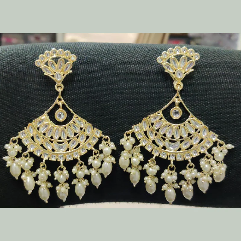 Drop Earrings for Bridesmaids Look -Shreeji Gold Plated Kundan Stone Dangler Earrings