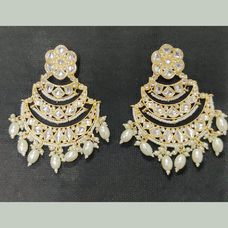 Drop Earrings for Engagement Party -Shreeji Gold Plated Kundan Stone Dangler Earrings