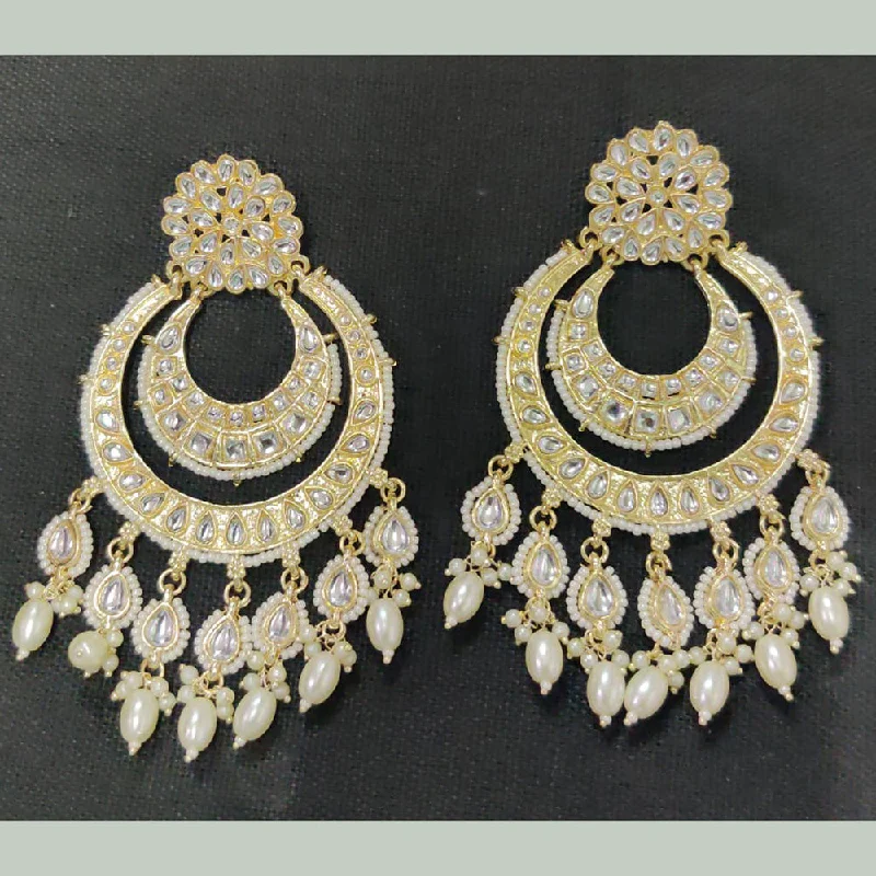 Drop Earrings for Prom Night -Shreeji Gold Plated Kundan Stone Dangler Earrings