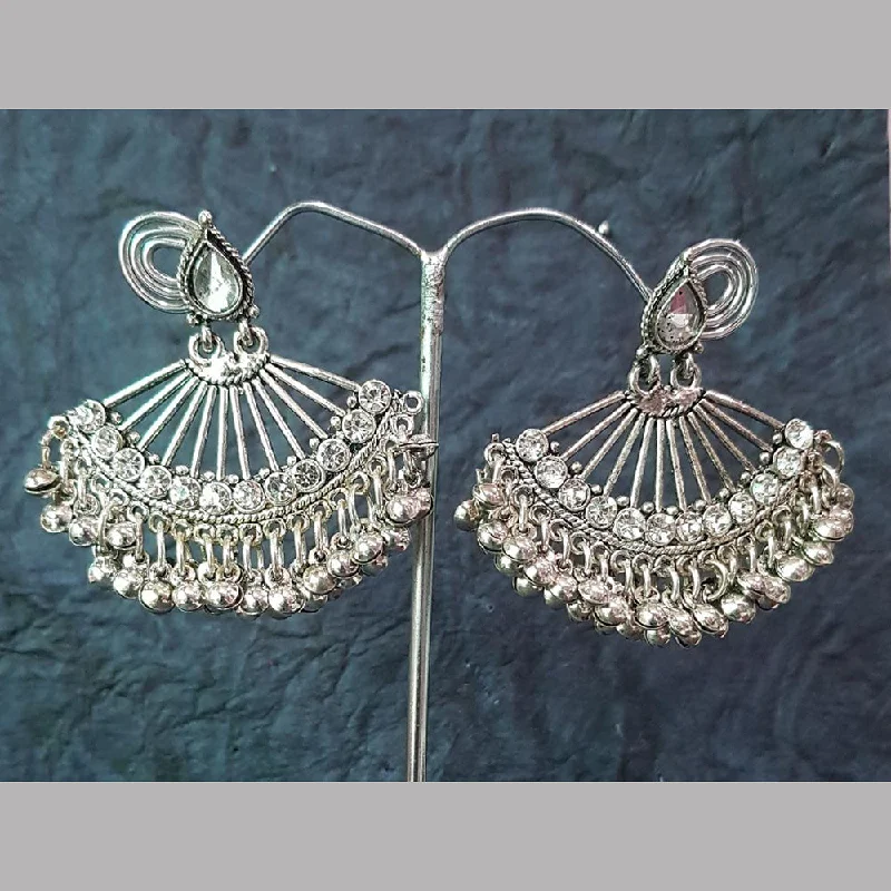 Drop Earrings for Wedding Ceremony -Shreeji Silver Plated Crystal Stone Dangler Earrings