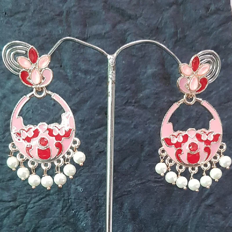 Drop Earrings for Anniversary -Shreeji Silver Plated Meenakari Dangler Earrings