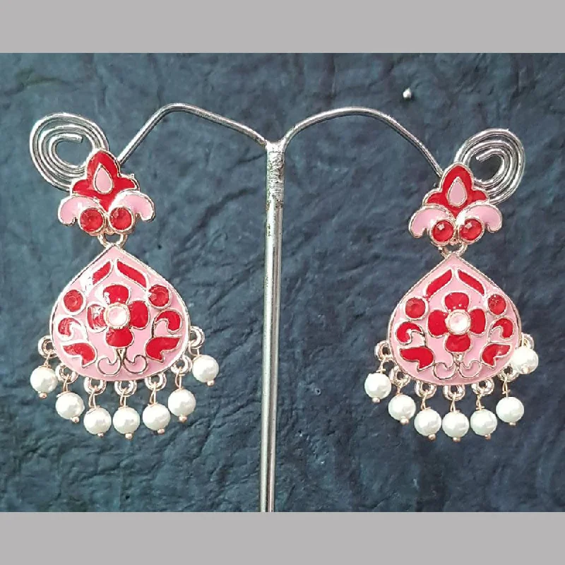 Drop Earrings for Mother's Day -Shreeji Silver Plated Meenakari Dangler Earrings