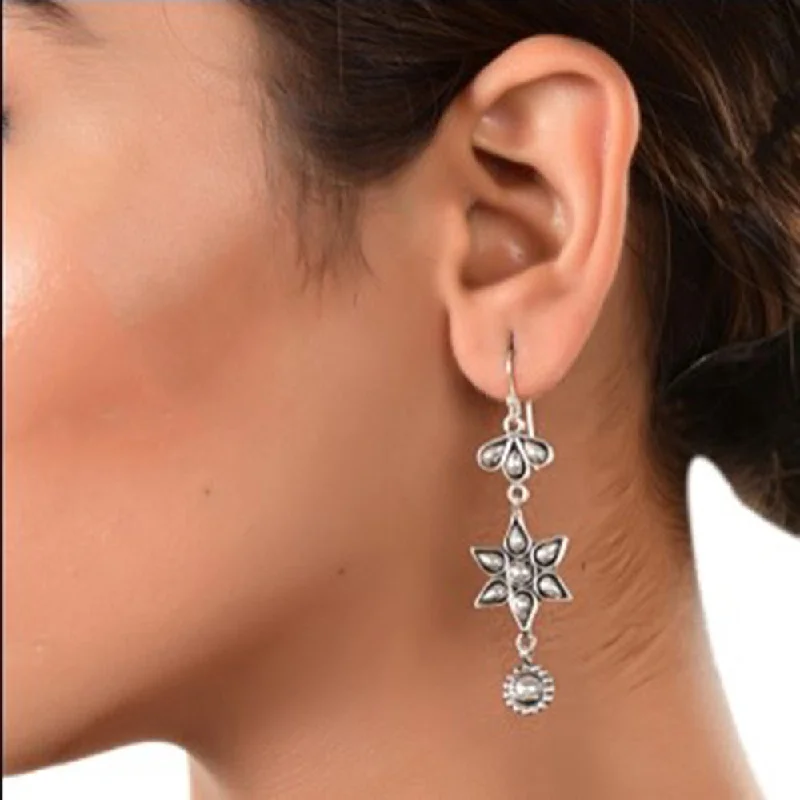 Maximalist Drop Earrings for Bling -Silver Mountain 925 Sterling Silver Dangler Earrings