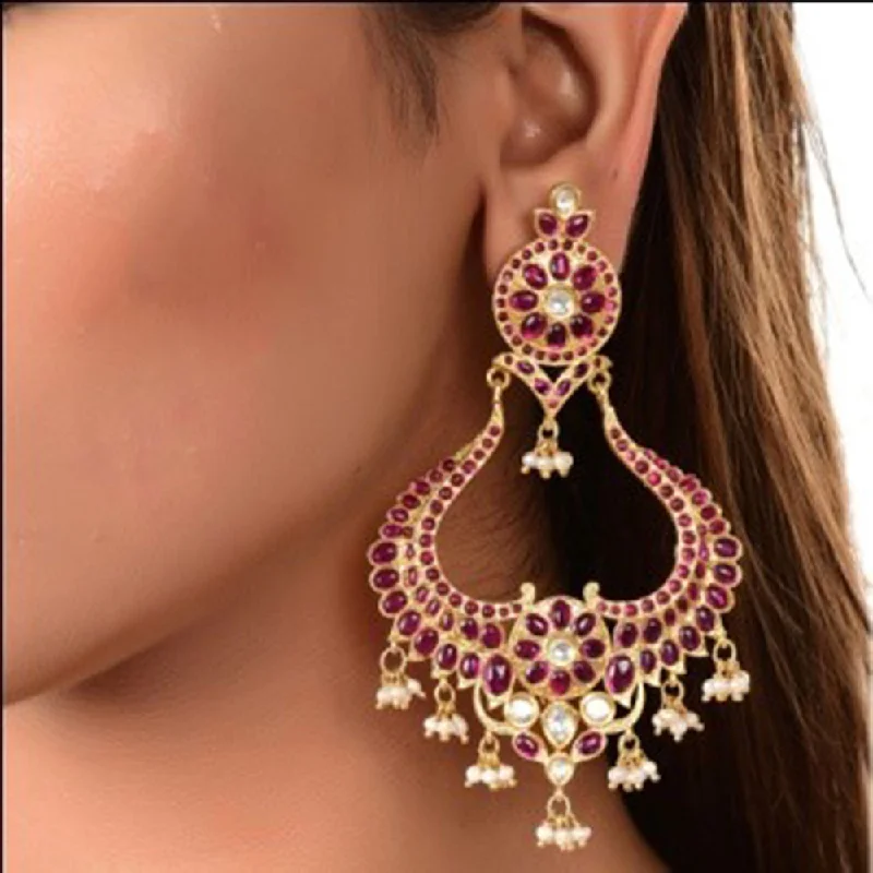 Round Drop Earrings for Classic -Silver Mountain Gold Plated Dangler Earrings