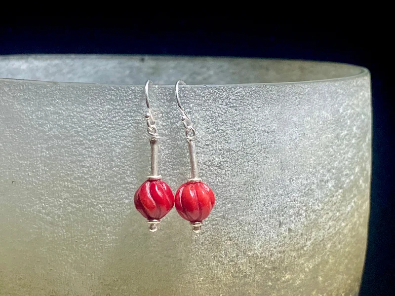 Heavy Duty Drop Earrings for Durability -Simple Coral And Silver Drop Earrings