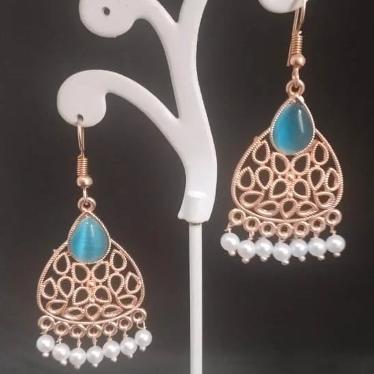 Drop Earrings for Everyday Glamour -Tahura Rose Gold Plated Dangler Earrings