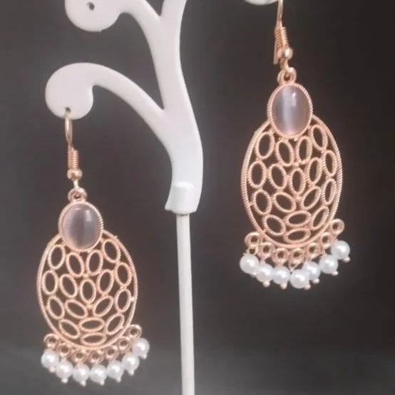 Drop Earrings for Festival Style -Tahura Rose Gold Plated Dangler Earrings