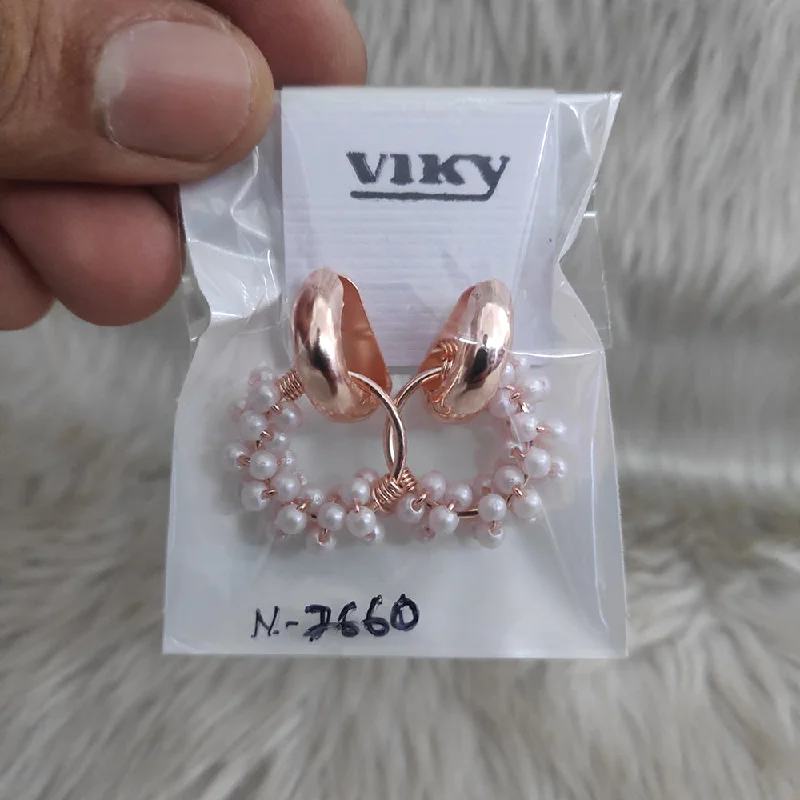 Hippie Drop Earrings with Beads -Viky Rose Gold Plated Dangler Earrings