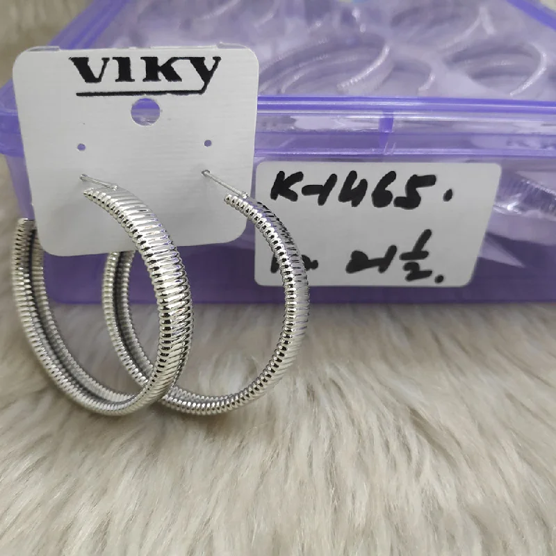 Push Back Drop Earrings for Convenience -Viky Silver Plated Dangler Earrings