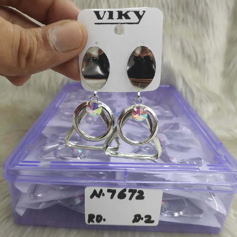 Waterproof Drop Earrings for Outdoor -Viky Silver Plated Dangler Earrings