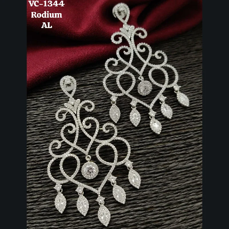 Lead Free Drop Earrings for Health -Vivah Creation Silver Plated AD Dangler Earrings