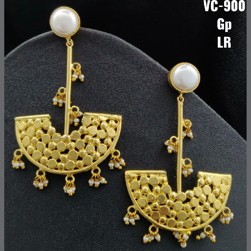 Oval Drop Earrings for Grace -Vivah Creations Gold Plated Designer Dangler Earrings