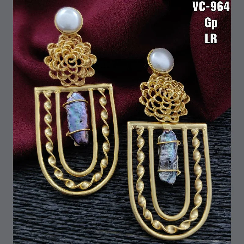 Small Drop Earrings for Delicate -Vivah Creations Gold Plated Designer Dangler Earrings