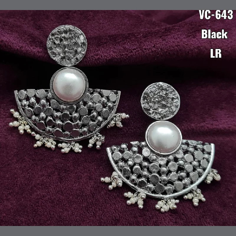 Round Drop Earrings for Classic -Vivah Creations Oxidised Plated Designer Dangler Earrings