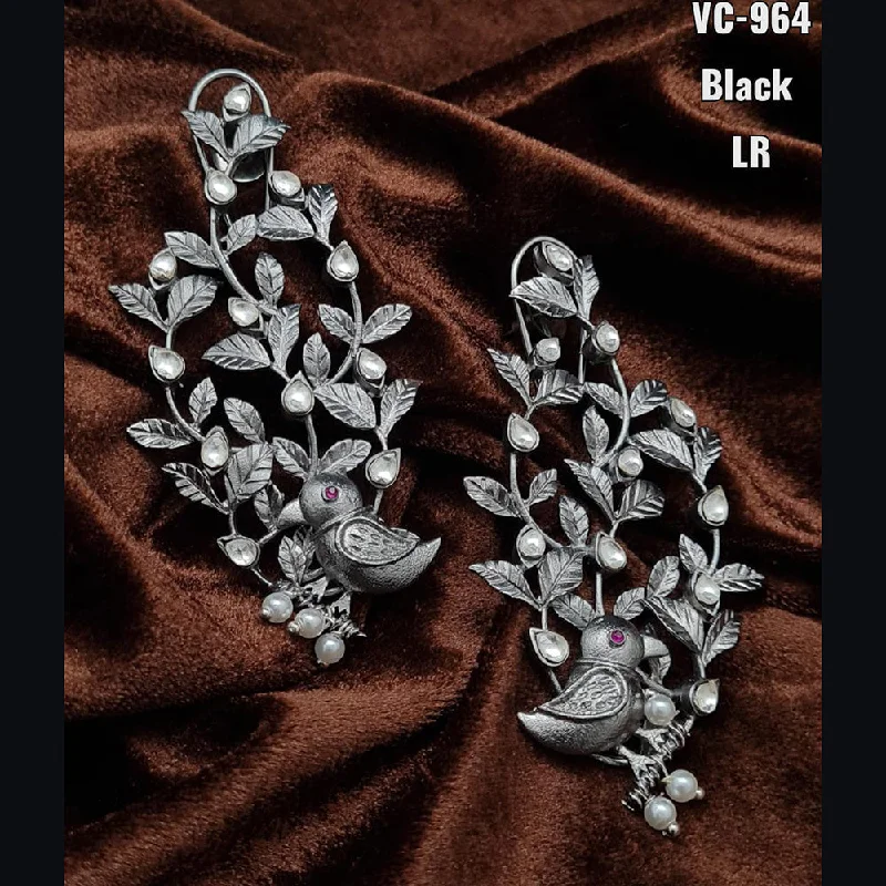 Short Drop Earrings for Subtle -Vivah Creations Oxidised Plated Designer Dangler Earrings