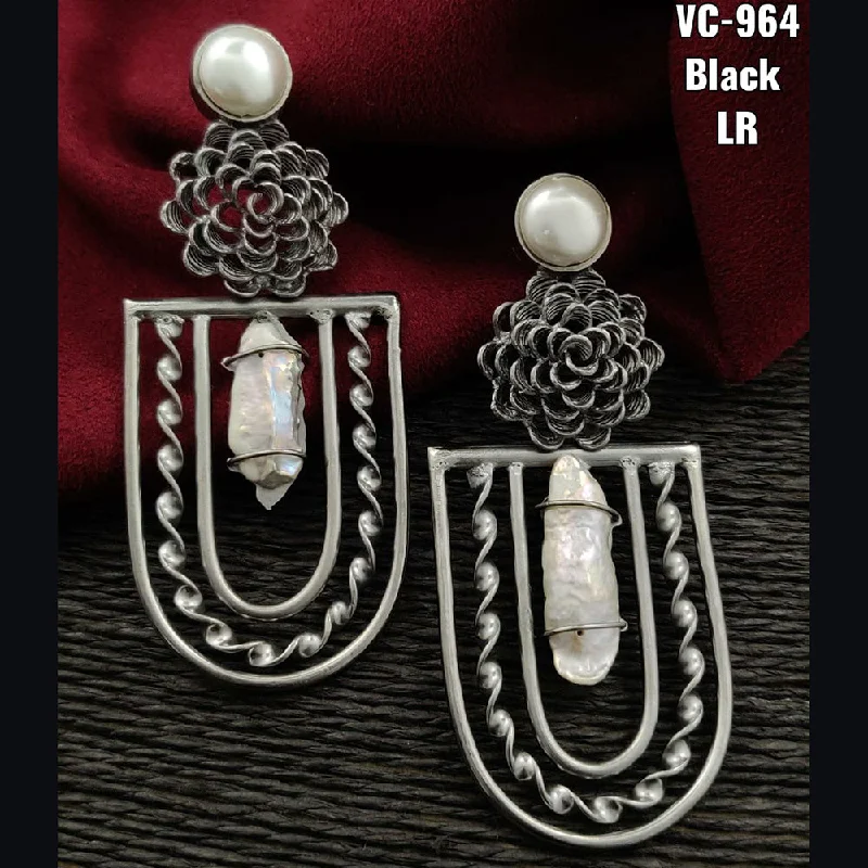 Large Drop Earrings for Statement -Vivah Creations Oxidised Plated Designer Dangler Earrings