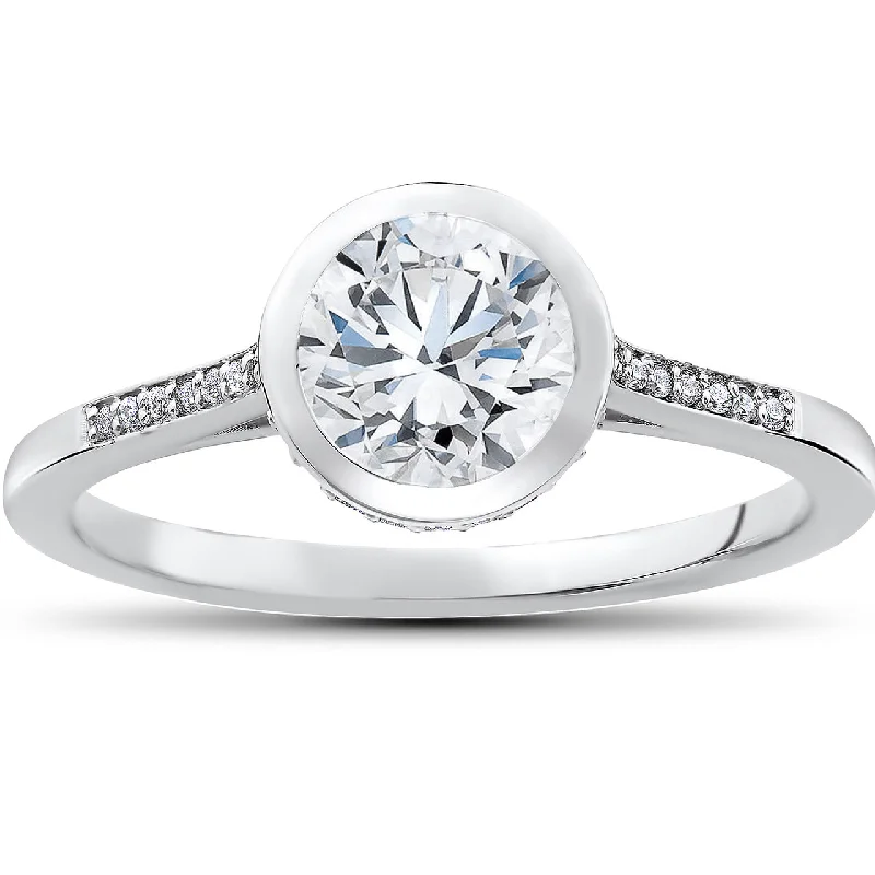 Rings with hexagon-cut stones for trendiness -1 1/10 ct Lab Grown Diamond Aria Engagement Ring 14k White Gold