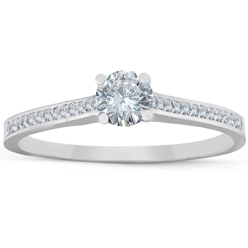 Rings with infinity loops for timeless love -1/2 Ct Diamond Engagement Ring With Side Stones 14k White Gold