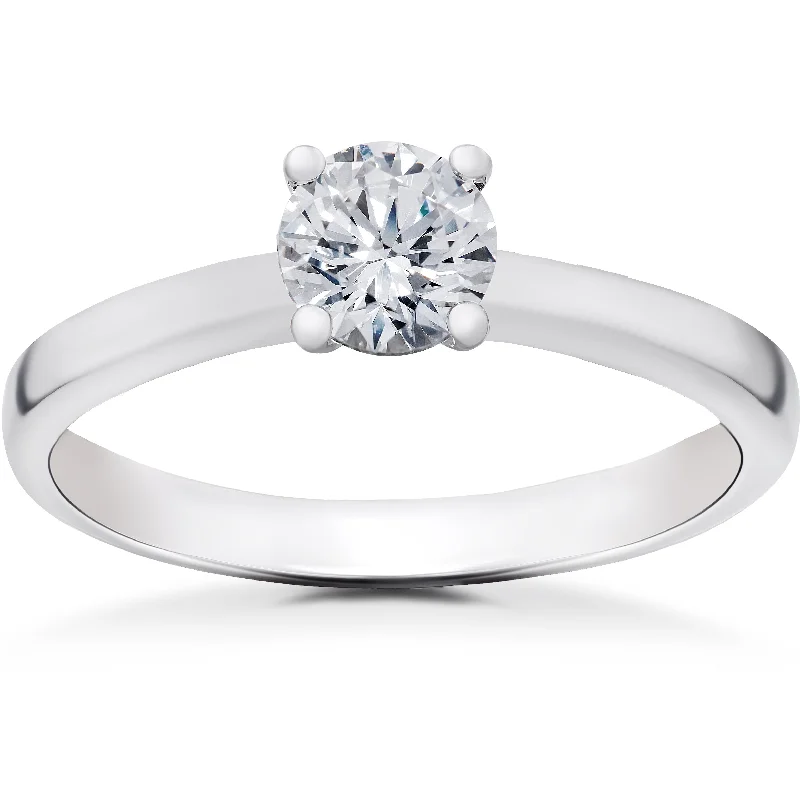 Rings with vine-wrapped bands for nature -1/2 ct Lab Grown Diamond Elizabeth Solitaire Engagement Ring 14k White Gold